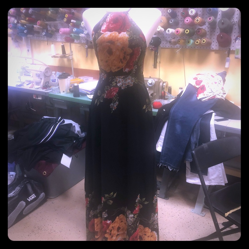 Black and red maxi dress.